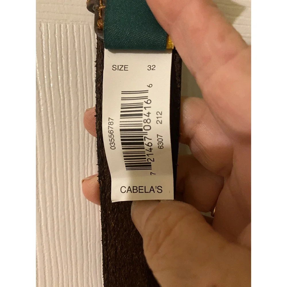 Candela's Belt Size 32 Dark Brown With Cameo Cloth In Center